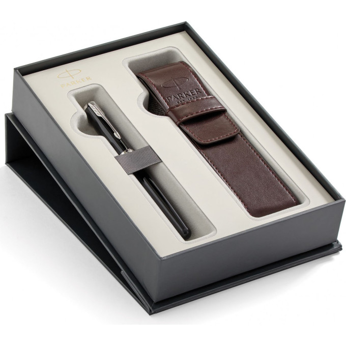 Подарочный набор PARKER: Перьевая РУЧКА PARKER SONNET BLACK LACQUER CT + чехол из экокожи 2018899